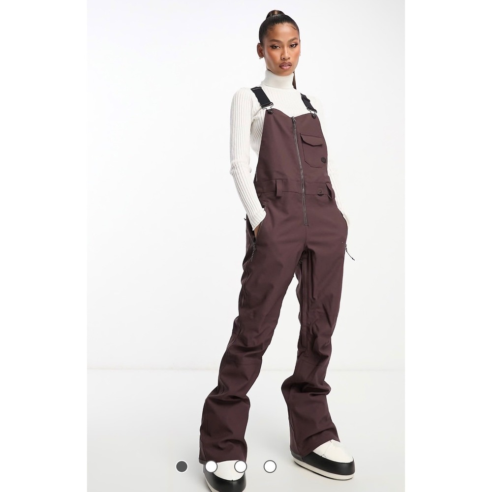 Volcom Swift Ski Bib Overalls Brown Burgundy Snowboard Pants Womens XS
